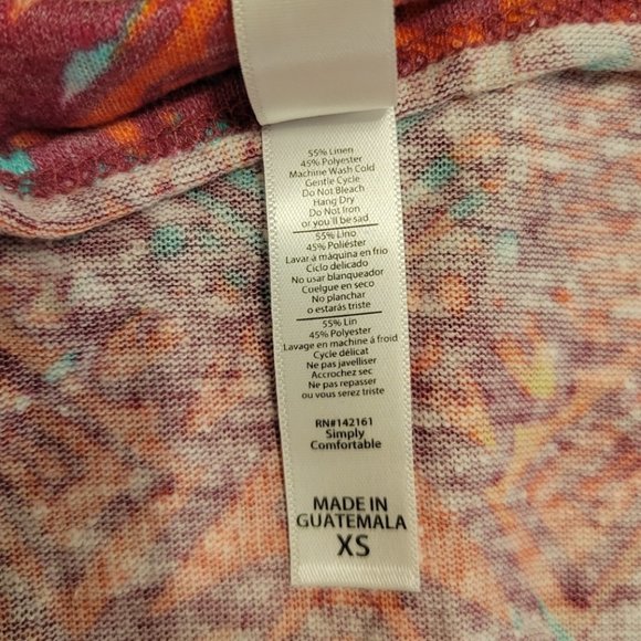 LuLaRoe Pink, Purple, Turquoise, Orange Abstract Pattern Classic T Shirt Size XS - Picture 5 of 5